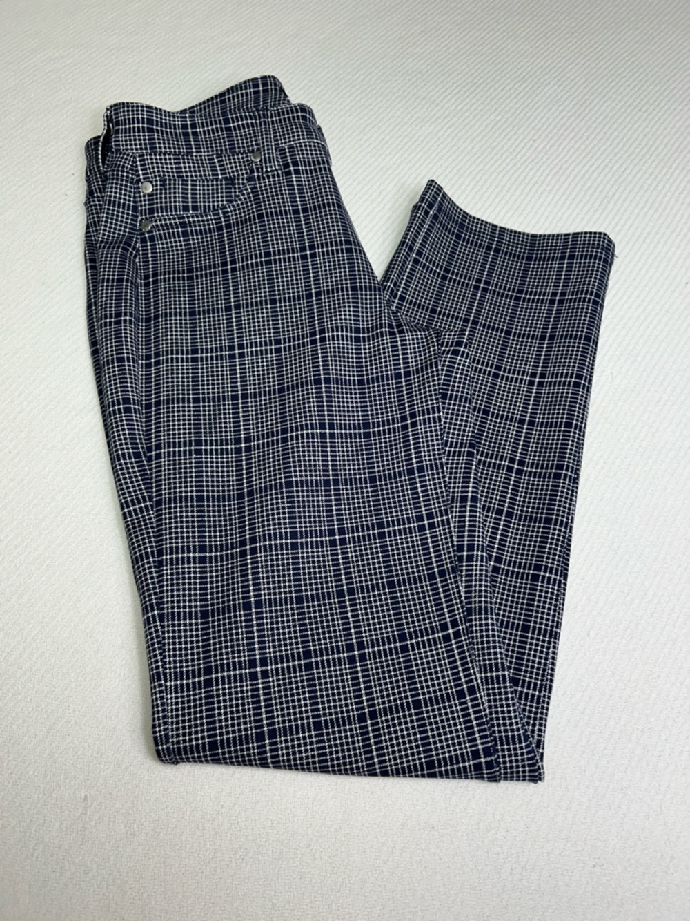 Liverpool Navy and White Plaid Pants - Classic Windowpane